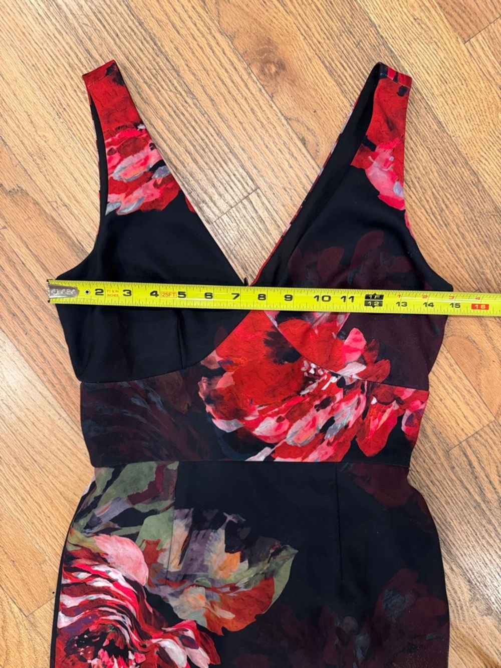 Trina Turk Black Midi Dress with Red Floral Print - Picture 8 of 9
